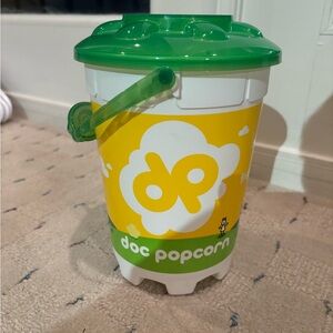 Doc Popcorn Yellow and Green Popcorn Bucket Brand New Reusable